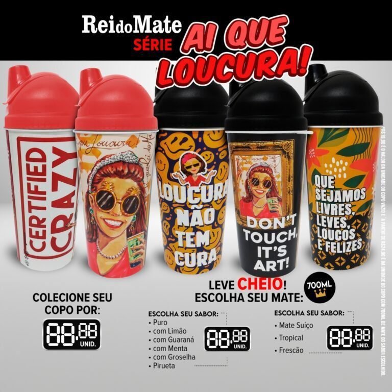 Rei do Mate lança série 'Ai que Loucura' com copos personalizados da Narcisa Tamborindeguy