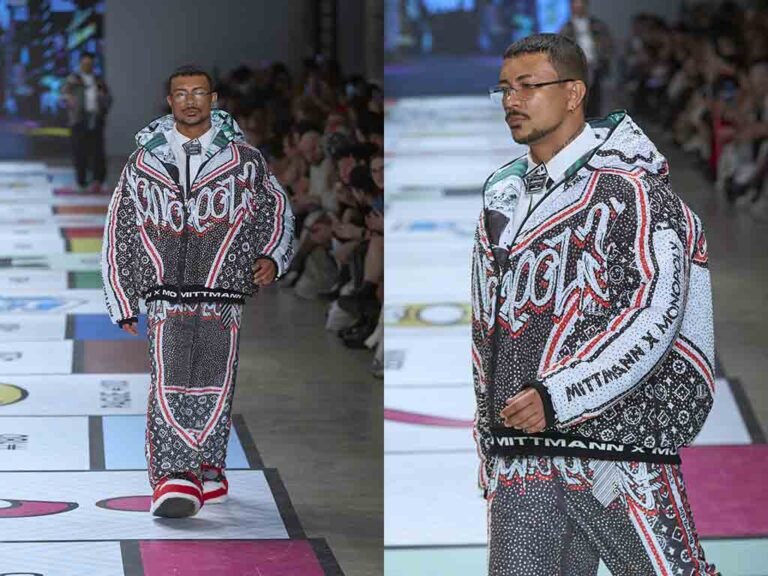 Xamã abre desfile de Dário Mittmann no SPFW N60 com look que une alfaiataria e streetwear (Fotos: Divulgação/Dário Mittmann)