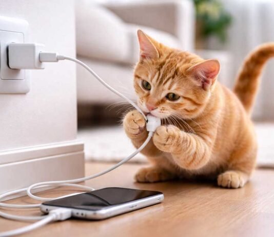 Especialistas alertam sobre choques elétricos em cães e gatos Fios e carregadores trazem risco de choque elétrico a pets em casa (Foto: Canva)