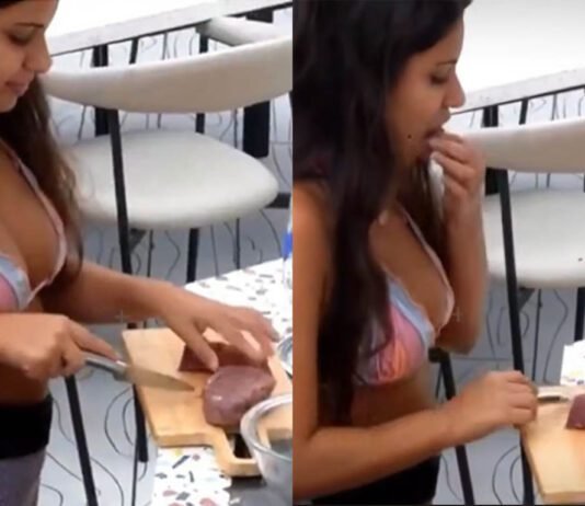 Carne crua no BBB 26 acende alerta sobre riscos alimentares Cena no BBB 26 expõe riscos de contaminação por carne crua (Foto: Reprodução/Globoplay)