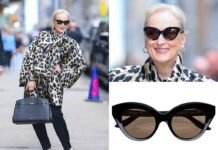 Meryl Streep aposta em óculos LAPIMA em Nova York Meryl Streep usa LAPIMA em divulgação de filme (Fotos: Divulgação)