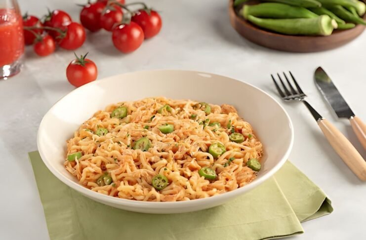 Receita da NISSIN combina frango desfiado, quiabo e macarrão instantâneo (Foto: Divulgação)