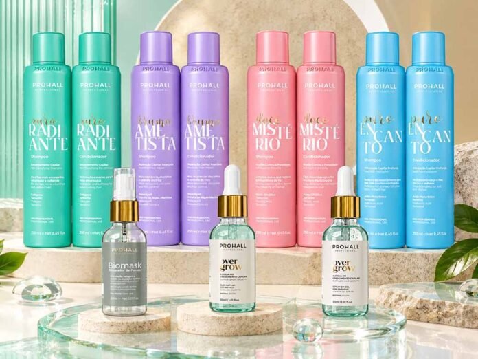 Prohall apresenta lançamentos das linhas Hair Splash Colors, Biomask e Overgrow na Beauty Fair 2026 (Foto: Divulgação) Prohall apresenta lançamentos das linhas Hair Splash Colors, Biomask e Overgrow na Beauty Fair 2026 (Foto: Divulgação)