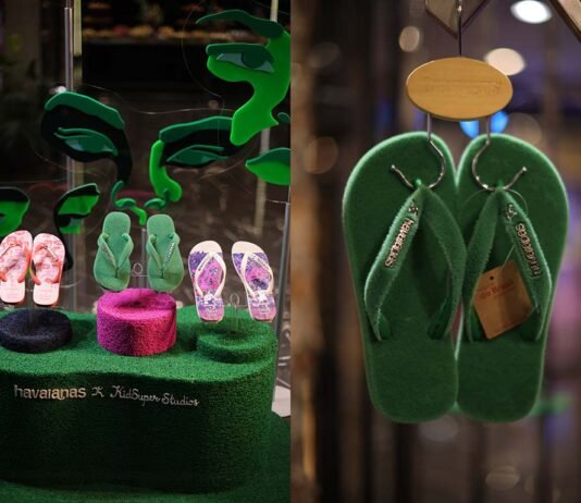 Havaianas x KidSuper chega ao Brasil com coleção inspirada em futebol Coleção Havaianas x KidSuper reúne quatro modelos com referências de arte e futebol (Fotos: Divulgação)
