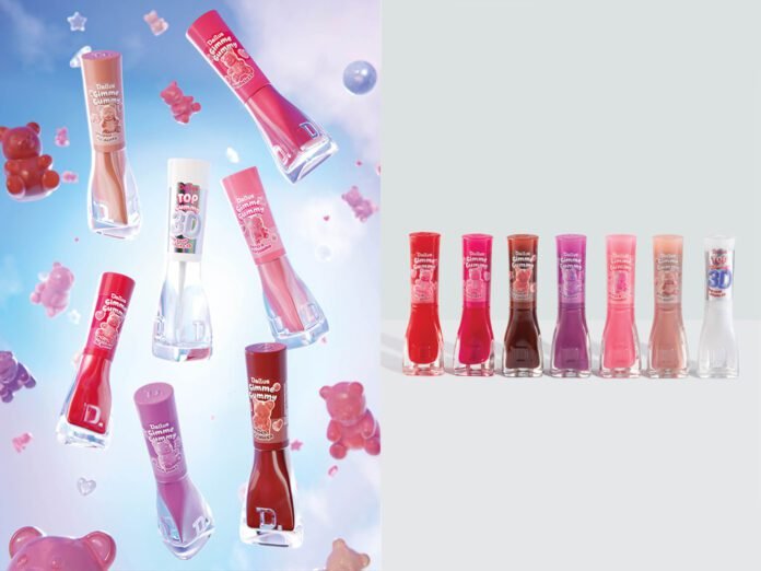 Coleção Gimme Gummy reúne seis esmaltes translúcidos e um top coat 3D (Fotos: Divulgação/Daiulus) Coleção Gimme Gummy reúne seis esmaltes translúcidos e um top coat 3D (Fotos: Divulgação/Daiulus)
