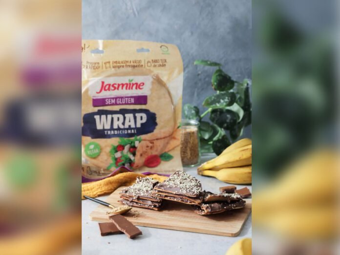 Mil-folhas de creme de avelã utiliza wraps na montagem das camadas (Foto: Divulgação/Jasmine)